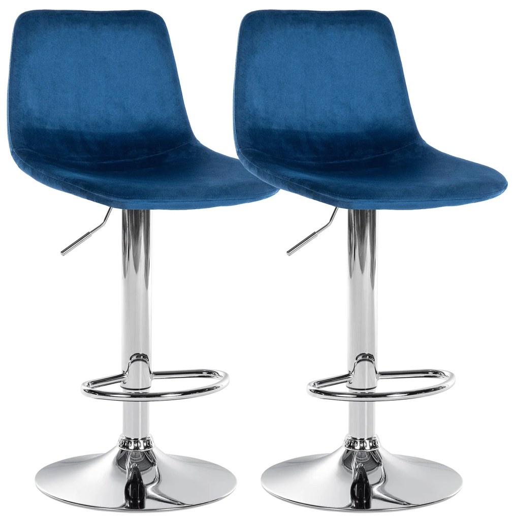 Set 2 Barhocker Divo Samt - Design Chic E Comfort Superiore / Grau / Metall Matt Weiss