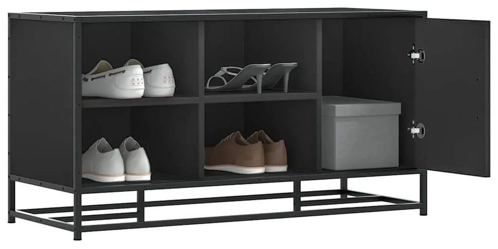 Scarpiera Nera 100x40x53,5 Cm İn Truciolato E Metallo /