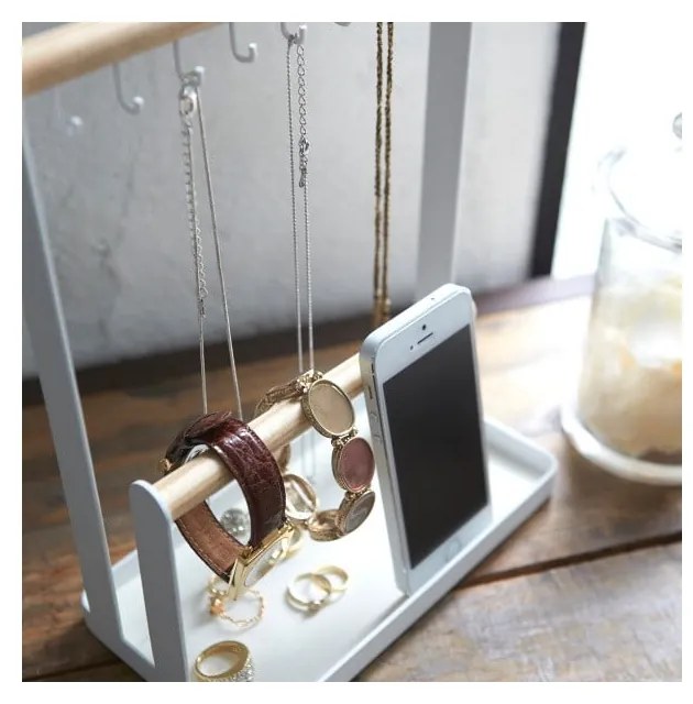 Piedistallo multifunzione bianco con dettagli in faggio Tosca - YAMAZAKI