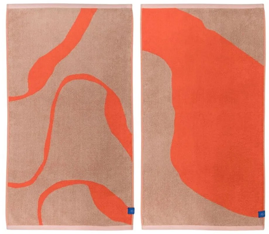 Asciugamani arancio/marrone chiaro in set da 2 in cotone biologico 50x90 cm Nova Arte - Mette Ditmer Denmark