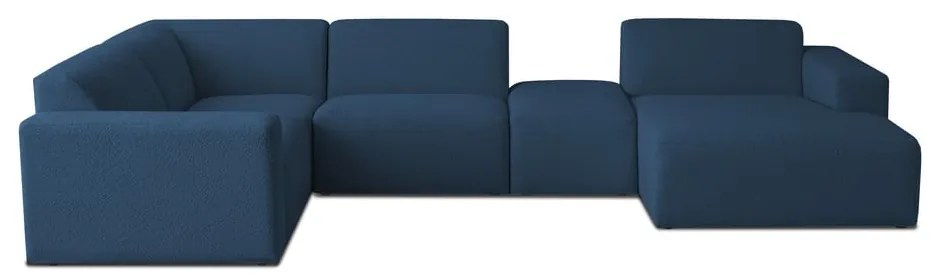 Divano angolare blu scuro in tessuto bouclé (a U) Roxy - Scandic