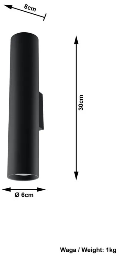 Lampada da parete nera 2 Castro - Sollux