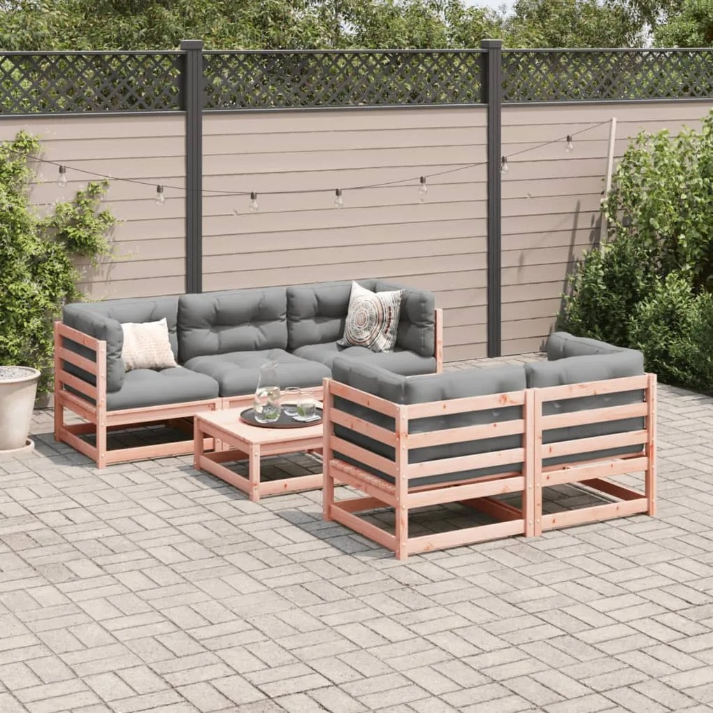 Set divani da giardino 6 pz in legno massello abete douglas