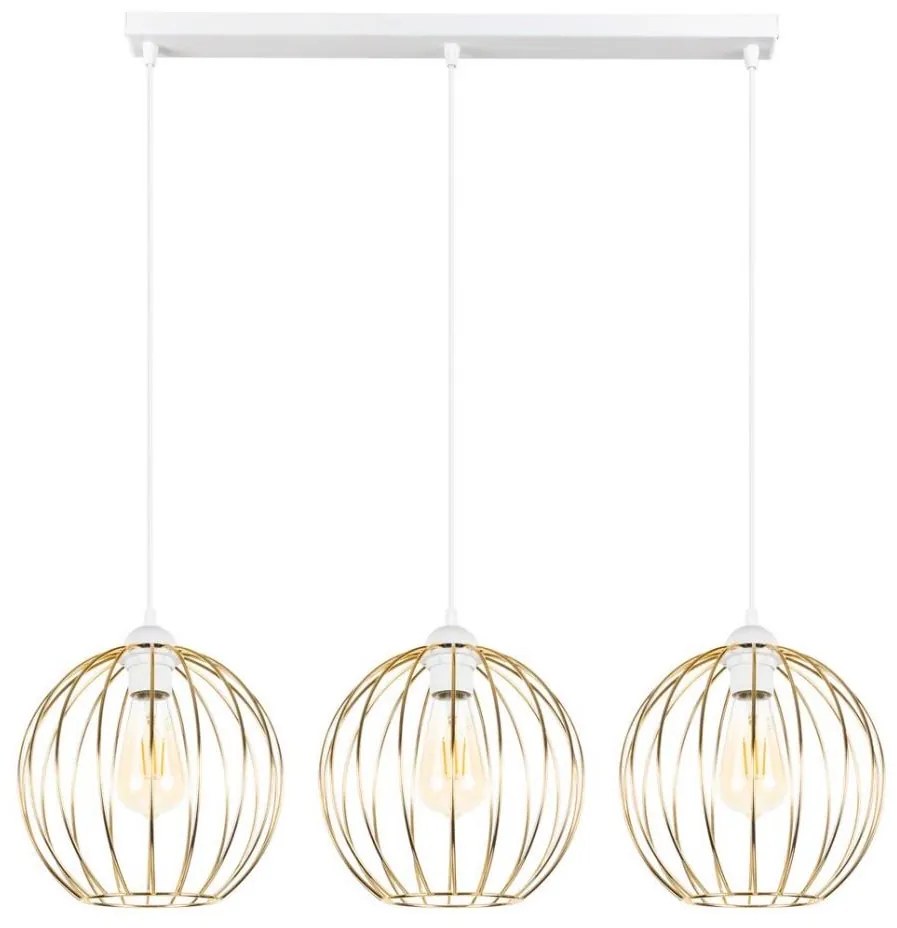 Lampadario a sospensione con filo MATT 3xE27/60W/230V bianco/oro