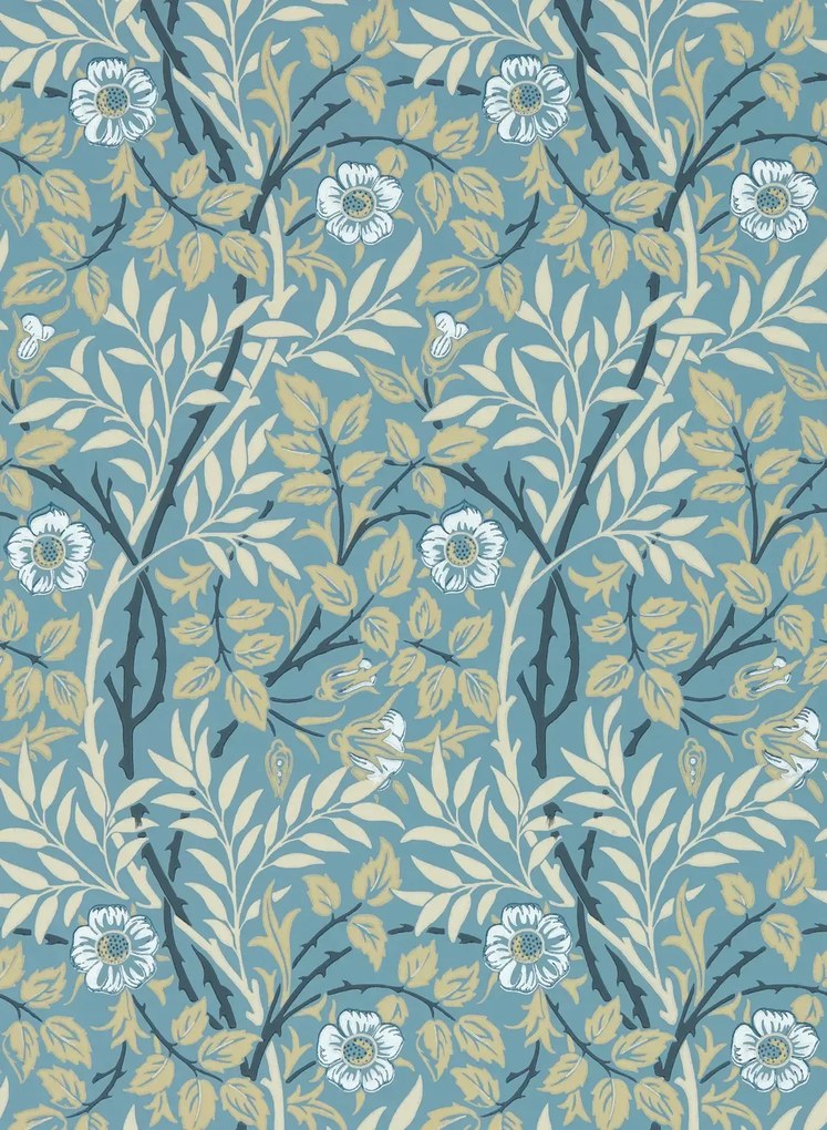 Morris & Co Carta da parati Sweet Briar - Mineral/ Linen