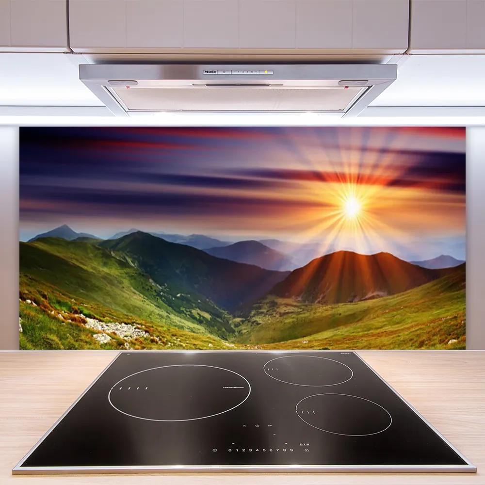 Pannello paraschizzi cucina Paesaggio di montagne al tramonto 100x50 cm