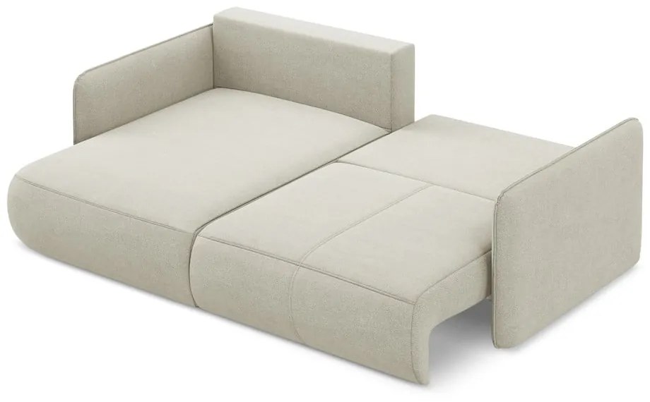 Divano angolare color crema allungabile/con contenitore (con penisola a sinistra) Nanea – Makamii