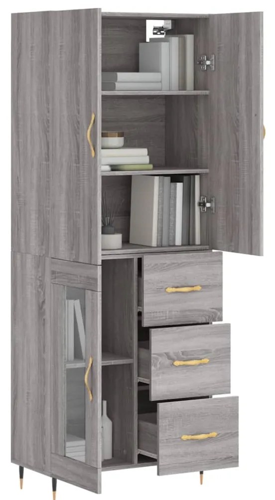 Credenza grigio sonoma 69,5x34x180 cm in legno multistrato