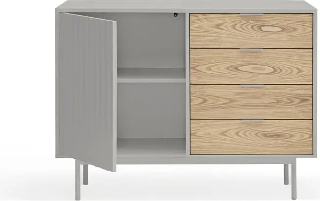 Cassettiera bassa grigia effetto rovere 108x80 cm Sierra - Teulat