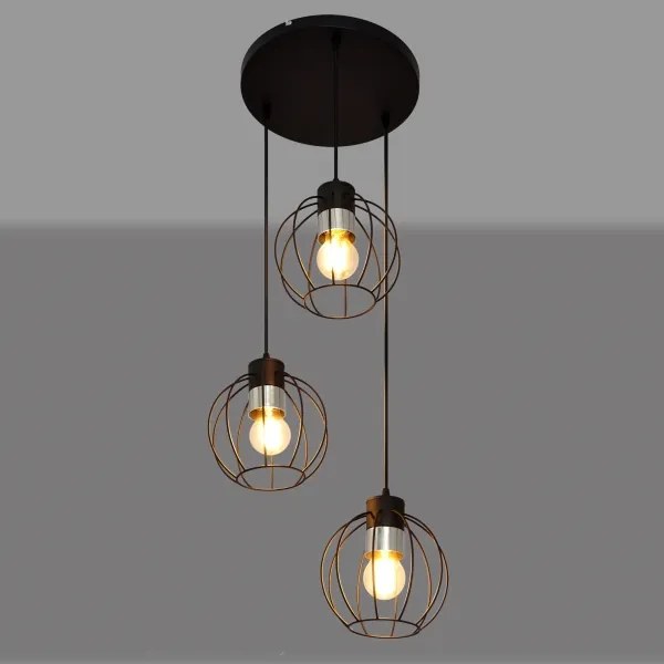 Lampadario a sospensione con filo STARLIGHT 3xE27/15W/230V nero/argento