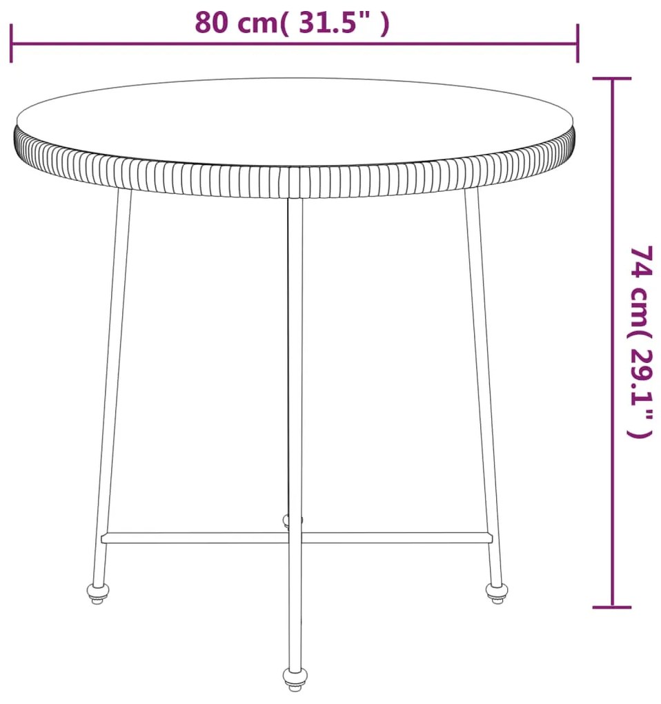 Set da Pranzo da Giardino 5 pz in Polyrattan