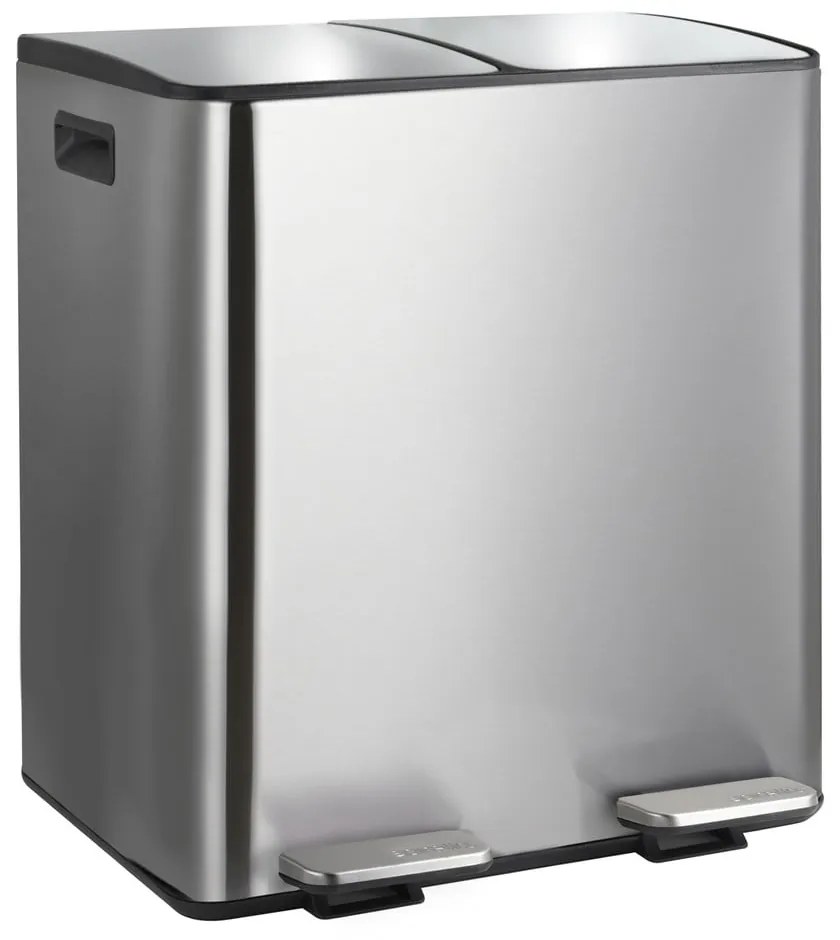 Cestino per la spazzatura color argento opaco in acciaio per raccolta differenziata/con pedale 2x20 l Aliya – Spirella