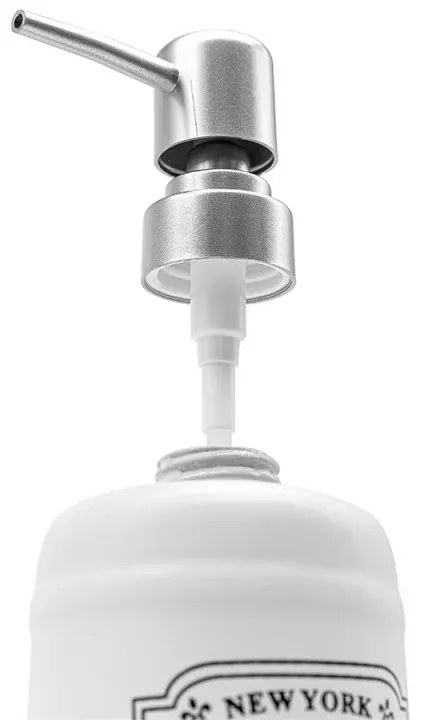 Set accessori bagno dispenser sapone e portaspazzolini in ceramica bianca vintage