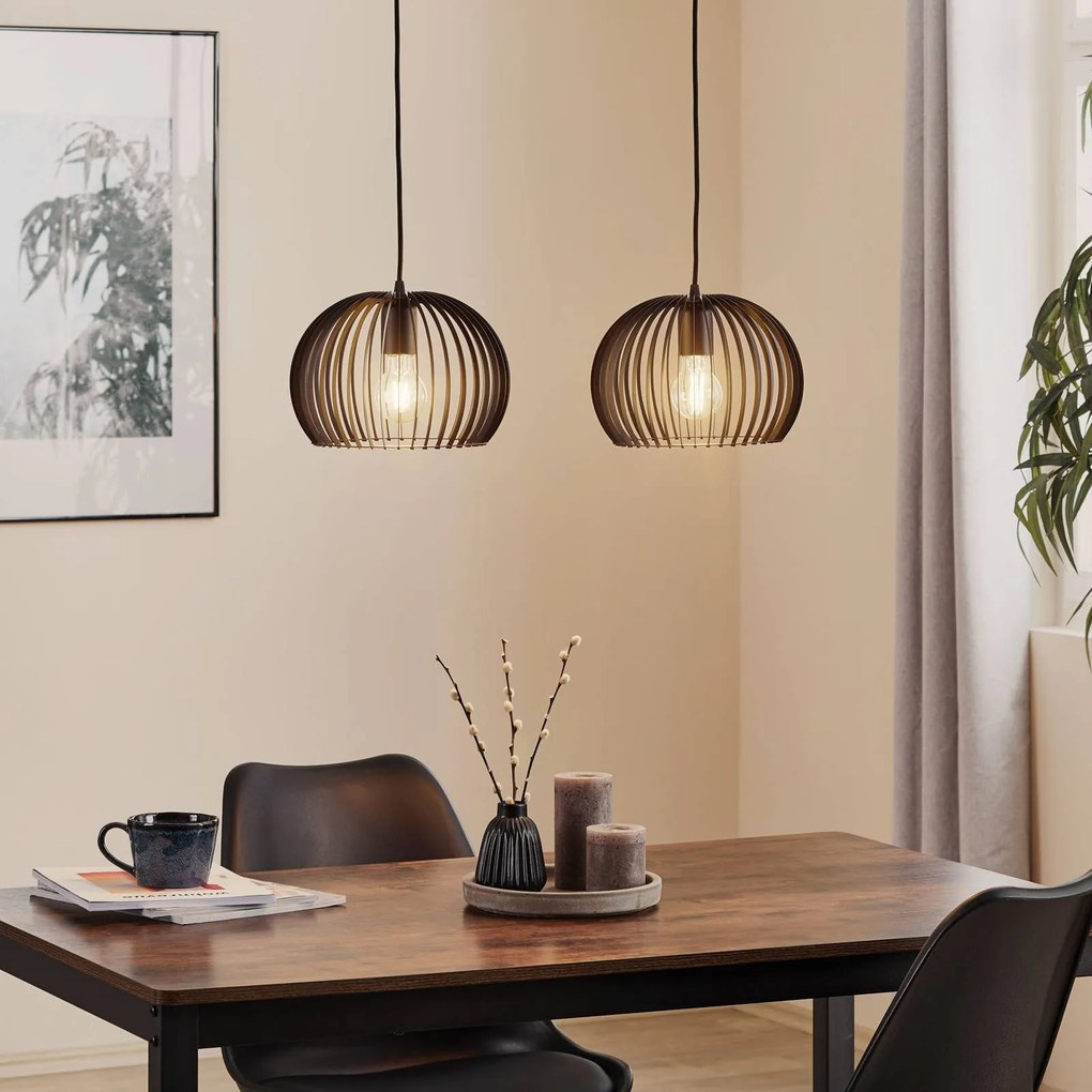 TEMAR LIGHTING Lampada a sospensione Larus in acciaio nero, 2 luci