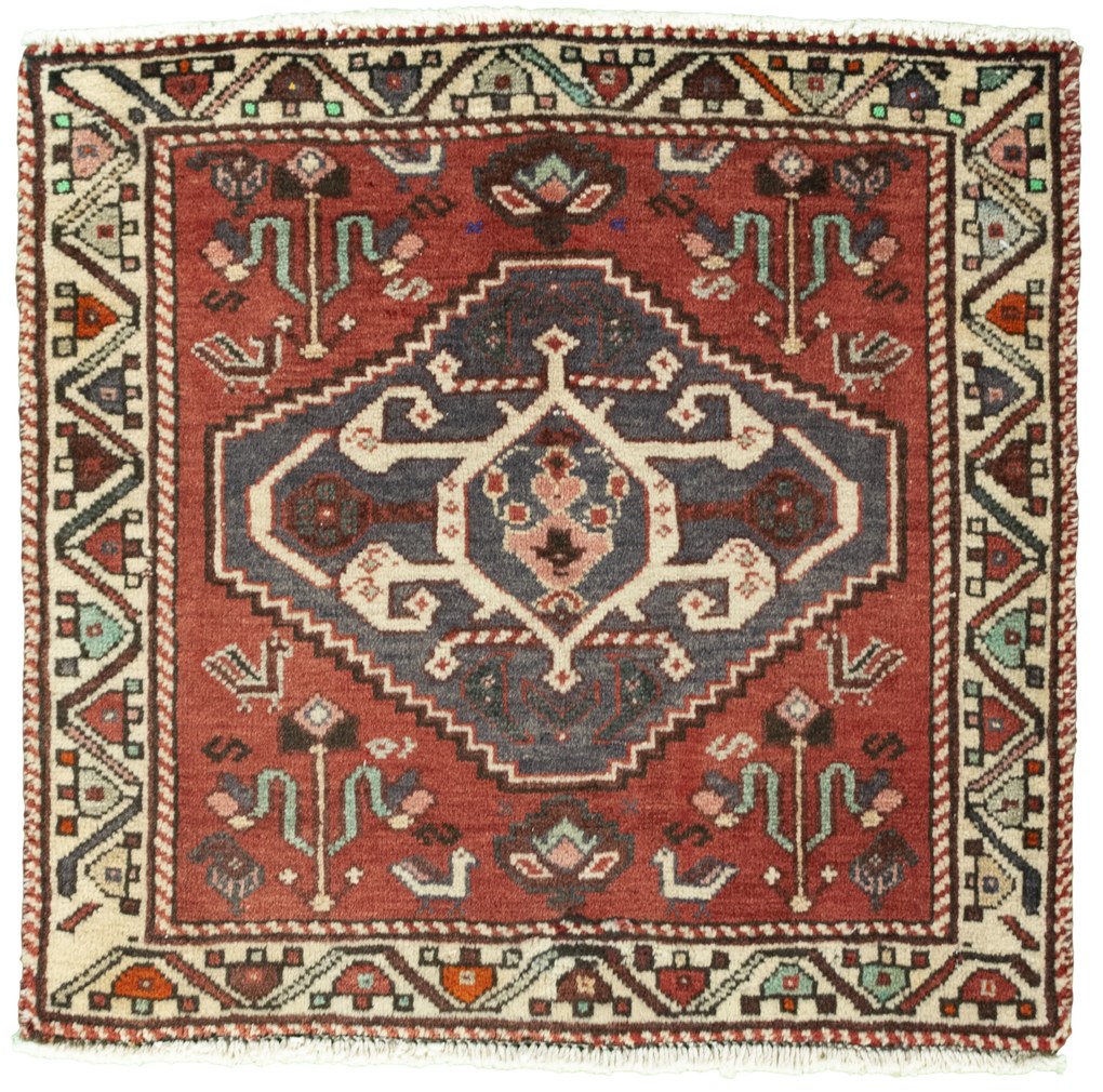 Shiraz Tappeto 60 x 60 Rosso (Iran) Annodato A Mano