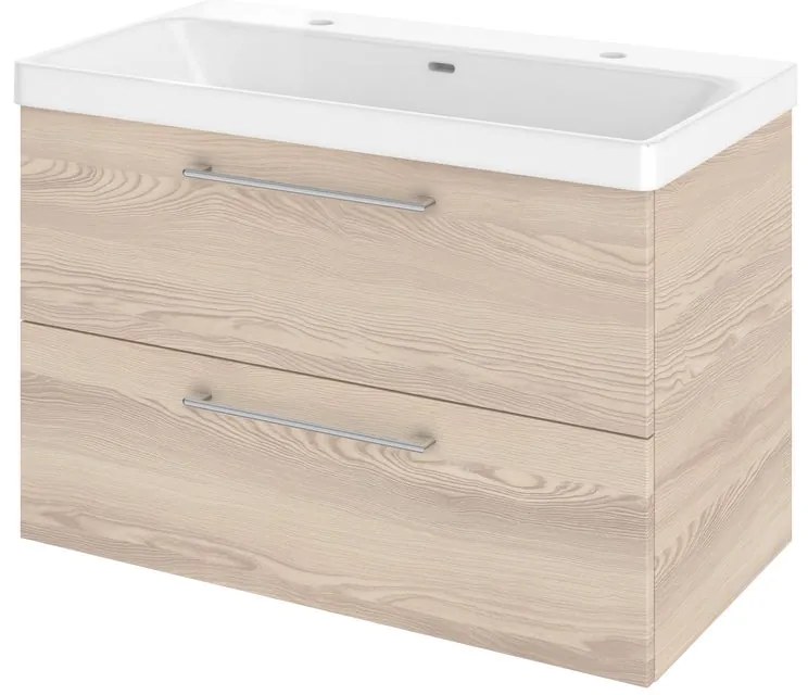 Mobile da bagno sospeso sotto lavabo L 90 x H 58 x P 46 cm marrone opaco, 2 cassetti SENSEA Remix