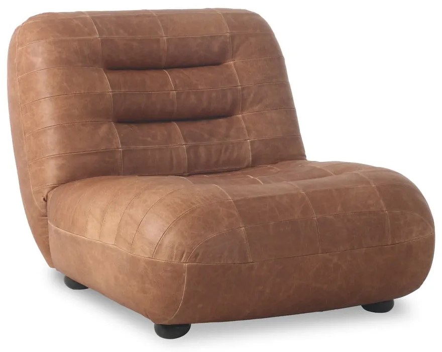 Poltrona marrone cognac con rivestimento in pelle Wyatt – Dutchbone