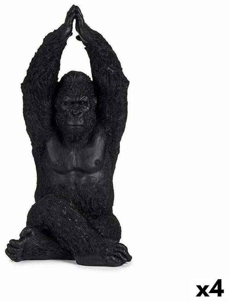 Statua Decorativa Gorilla Yoga Nero 18 x 36,5 x 19,5 cm (4 Unità)
