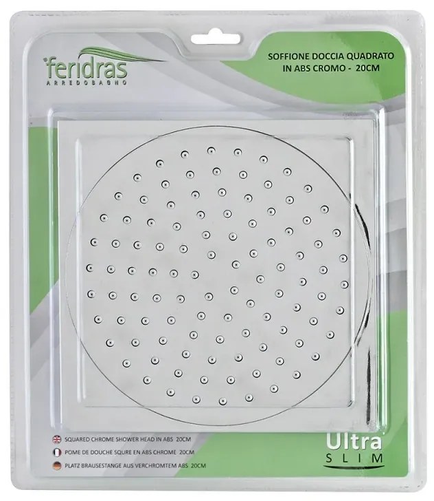 Soffione Doccia Quadrato Cromo 20x20 cm Ultra Slim