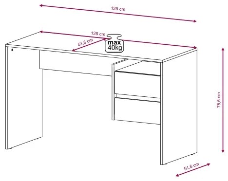 Scrivania con cassetti MARLO rovere artisan/bianco