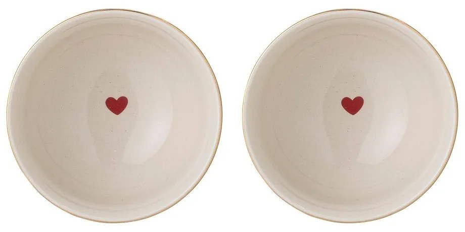 Ciotoline in set color crema in gres a tema natalizio 2 pz 500 ml Jolly – Bloomingville