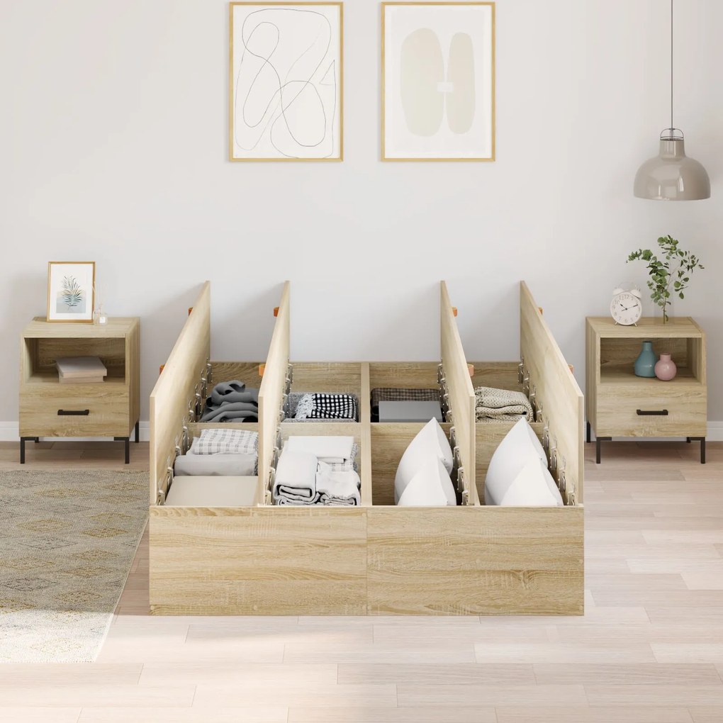 Struttura letto con contenitore in rovere sonoma 120x200 cm