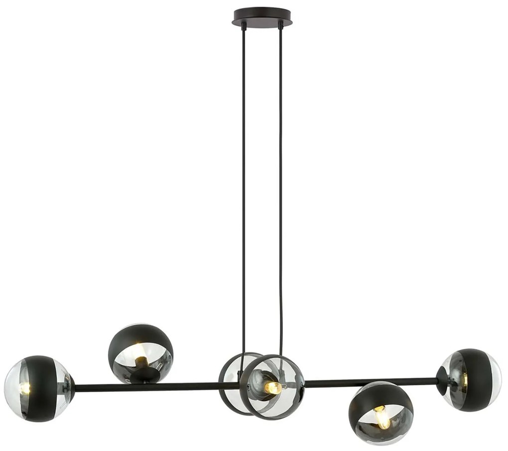 Lampadario Contemporaneo Durga Acciaio Nero 6 Luci E14 Ip20