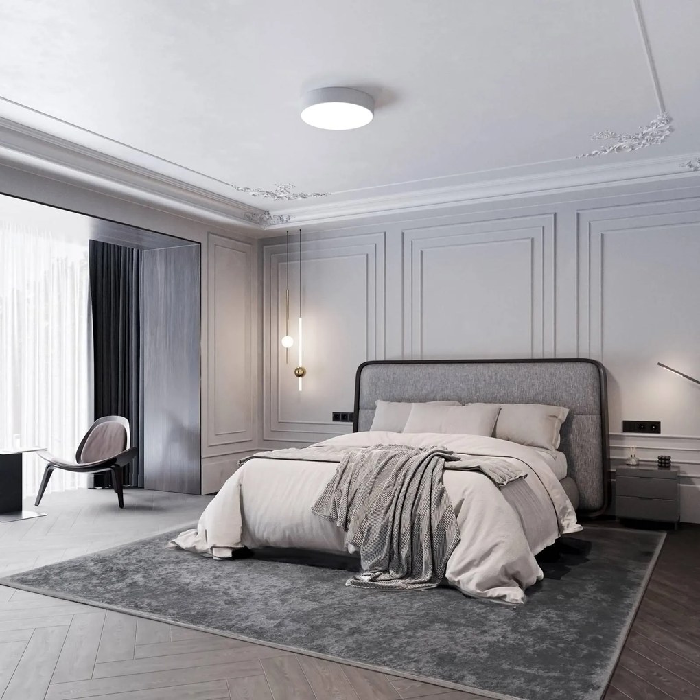 Plafoniera Cleo TEMAR LIGHTING, dimmerabile, Alluminio / Grigio / Zincato, Bagno, Metallo, Plafoniera
