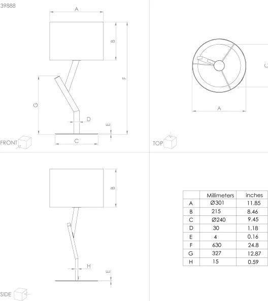 Eglo 39888 - Lampada da tavolo BALNARIO 1xE27/40W/230V