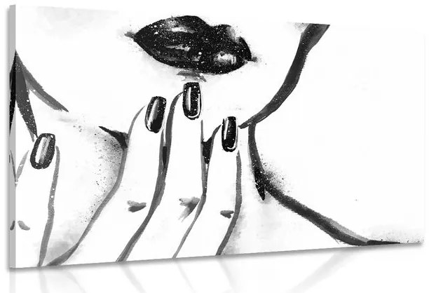 Stampa su tela – Ritratto di donna in acquerello in bianco e nero