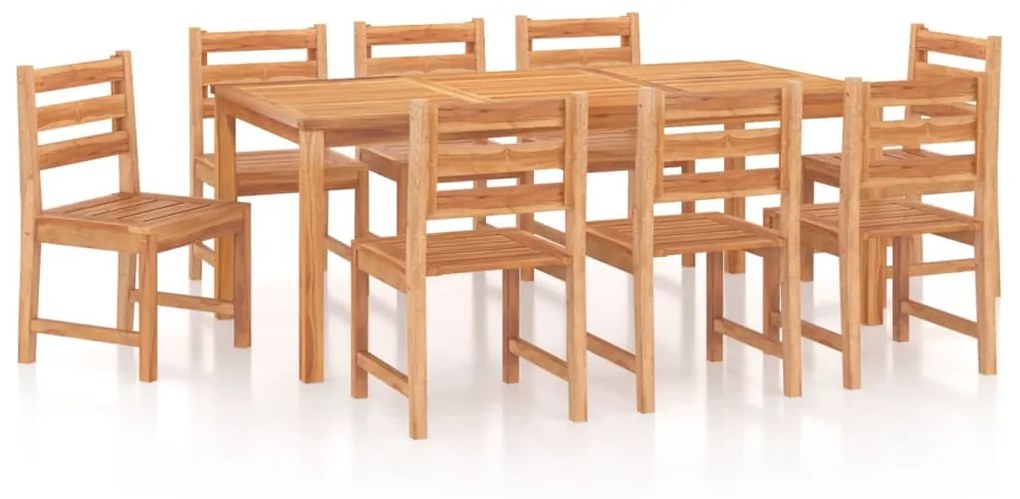 Set da Pranzo per Giardino 9 pz in Legno Massello di Teak