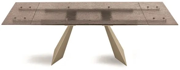 Tavolo allungabile 240 cm WATERS base in metallo Beige e piano in vetro Bronzo