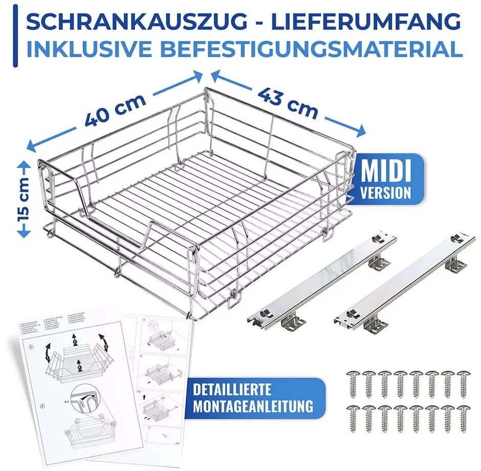 Ripiano estraibile in acciaio inox Slide, 51 x 40 cm - Maximex