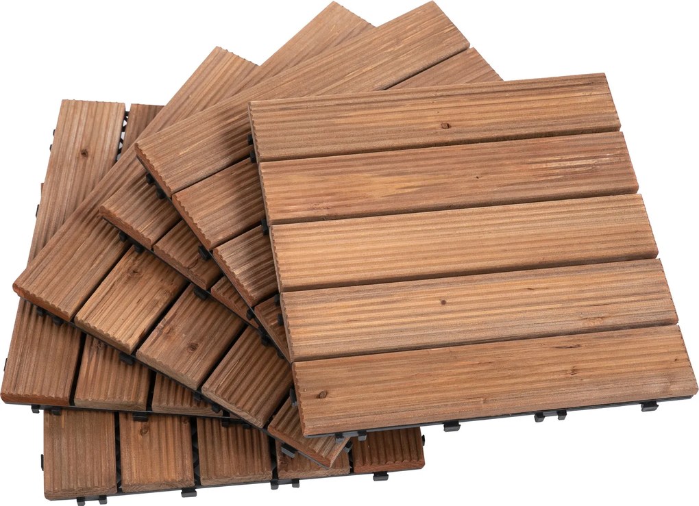 Pavimentazione da Esterno Incastrabile 27 Mattonelle in Legno  Marrone...