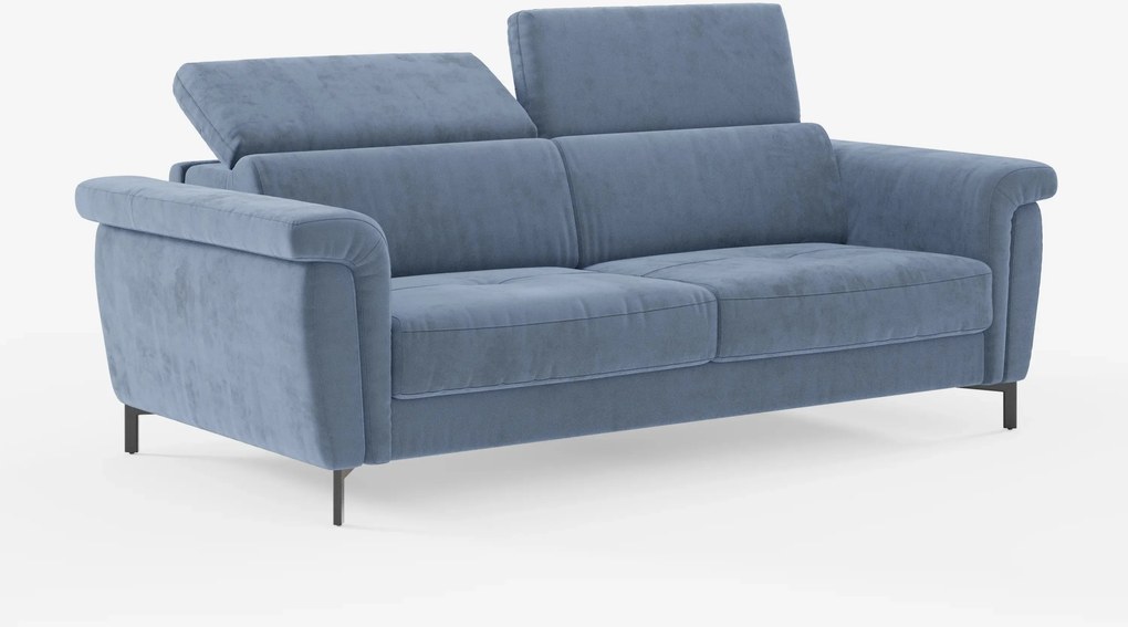Capri divano letto di design con piedini alti - poggiatesta reclinabili in raffinato tessuto effetto velluto smacchiabile T30
