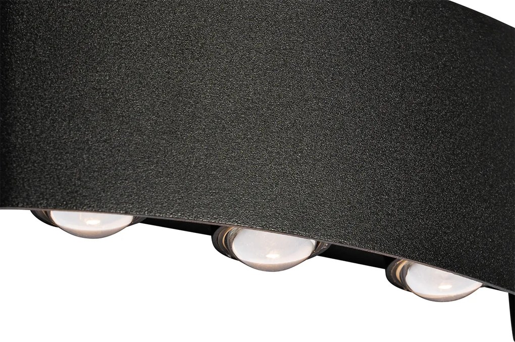 Lampada da parete per esterni nera con LED 6 luci IP54 - Silly
