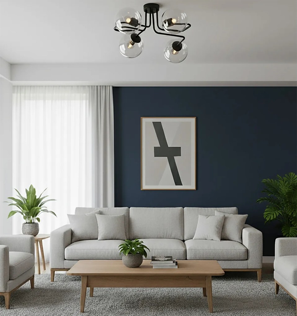 Lampadario da Soffitto BRENDI 4 in acciaio e vetro 4xE14