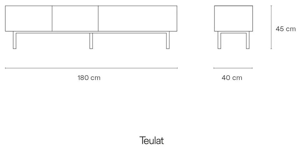 Tavolo TV in rovere decorato in bianco e naturale 180x45 cm Arista - Teulat