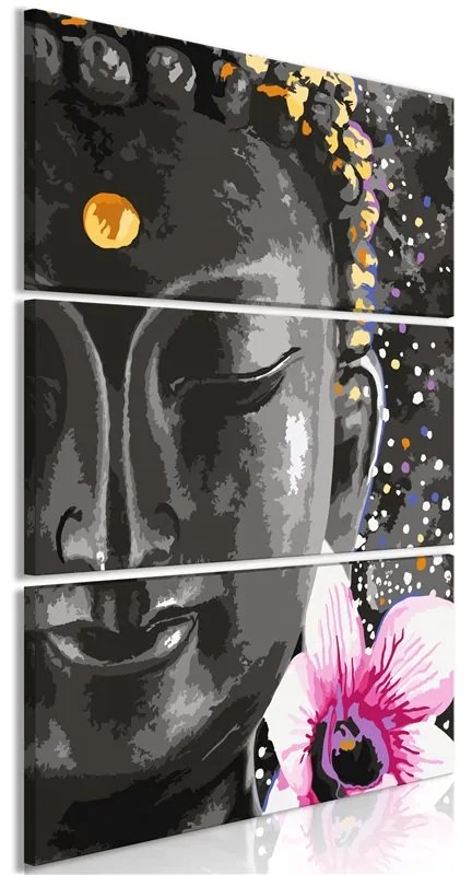 Quadro Buddha and Flower (3 Parts) Vertical  Colore Giallo, Dimensioni e Misure 80x120