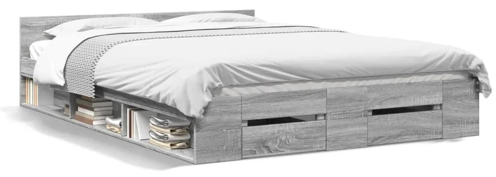 Giroletto Cassetti Grigio Sonoma 135x190 Cm Legno Multistrato /
