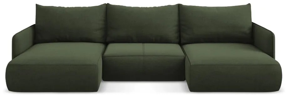 Divano angolare verde allungabile/con contenitore Nanea – Makamii