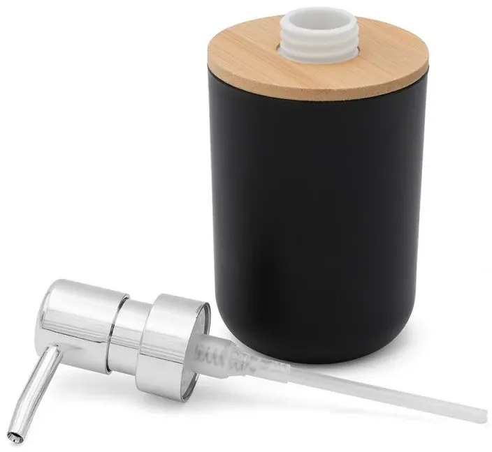 Set completo accessori bagno da appoggio in abs nero e bamboo Surf