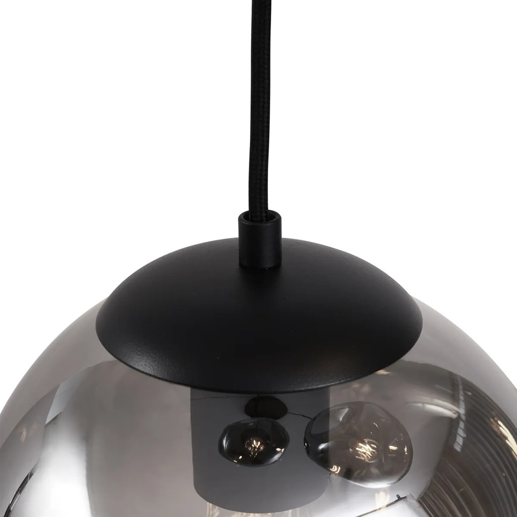Lampada a sospensione Art Déco Nera con vetro fumé 3 luci - Douglass