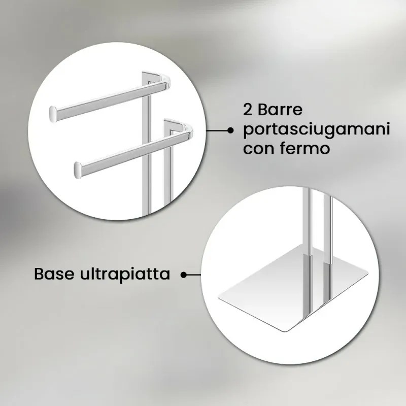 Piantana portasciugamani da appoggio in acciaio cromato Fusion