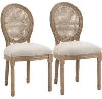 Set 2 Sedie Imbottite 49x56x96 cm in Legno e Tessuto Bianche