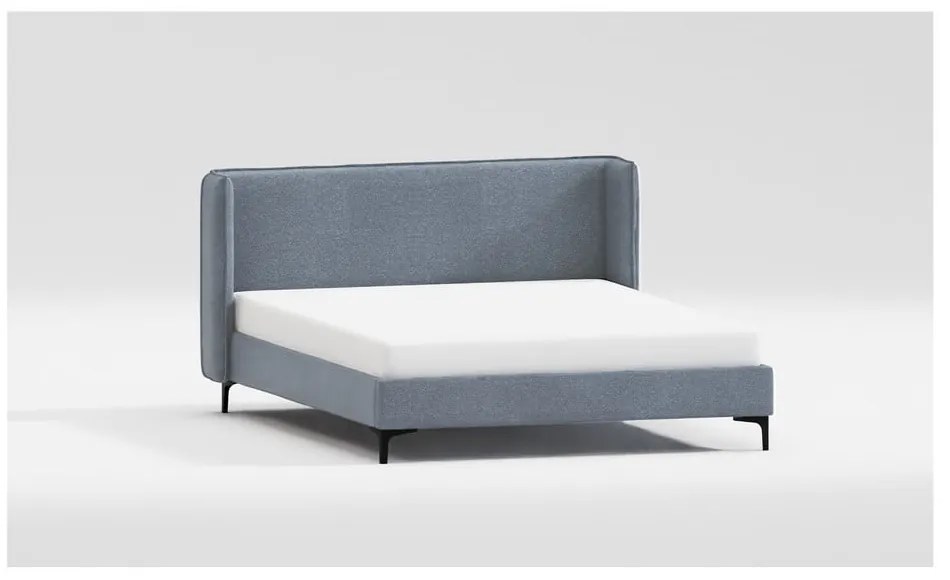 Letto matrimoniale imbottito blu con griglia 160x200 cm Basti - Ropez