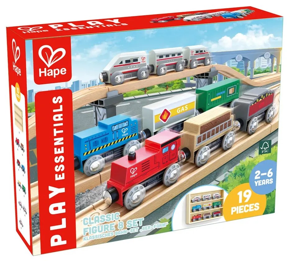 Set di trenini in legno con mensolina