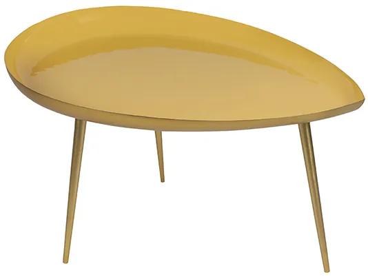 Tavolino basso design in acciaio laccato giallo DROP