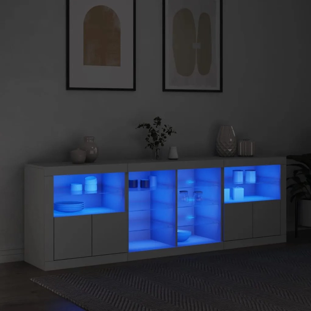 Credenza Con Luci Led Bianca 202x37x67 Cm /