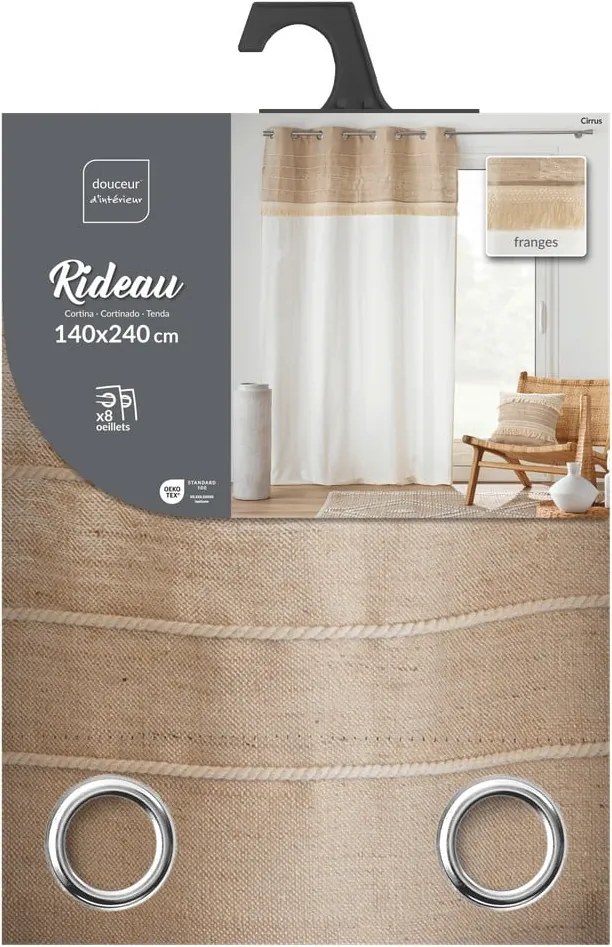 Tenda bianca/marrone in misto iuta 140x240 cm Cirrus – douceur d'intérieur